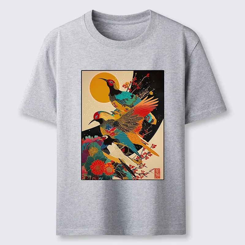 Tokyo-Tiger Sunrise Pheasants Blossom Oriental Art Design Classic T-Shirt