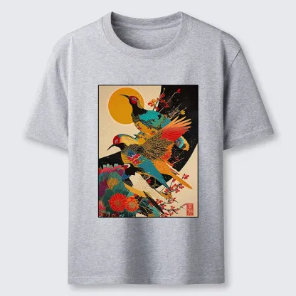 Tokyo-Tiger Sunrise Pheasants Blossom Oriental Art Design Classic T-Shirt