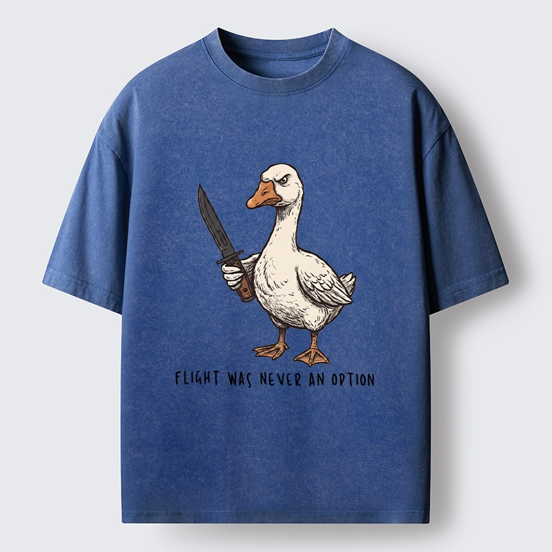 Tokyo-Tiger Tough Goose Holding Knife Funny Meme Washed T-Shirt