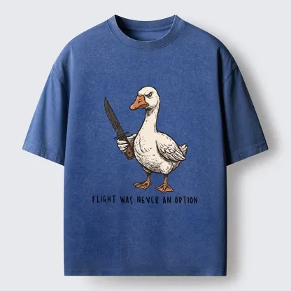 Tokyo-Tiger Tough Goose Holding Knife Funny Meme Washed T-Shirt