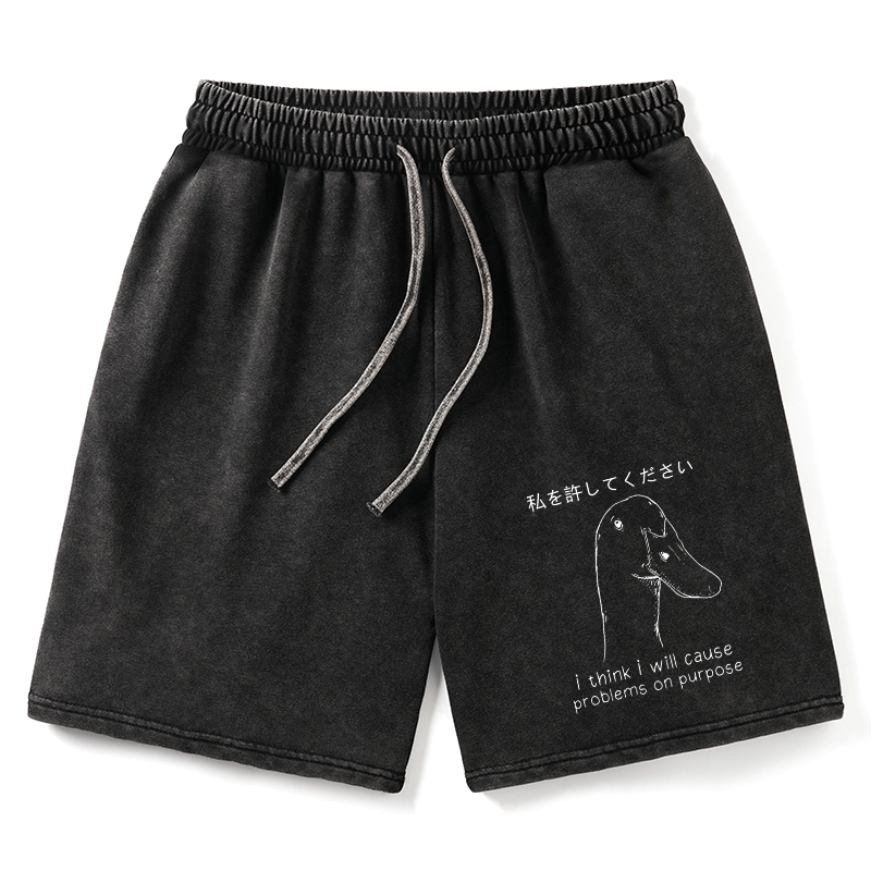 Tokyo-Tiger Stupid Goose Funny Washed Shorts
