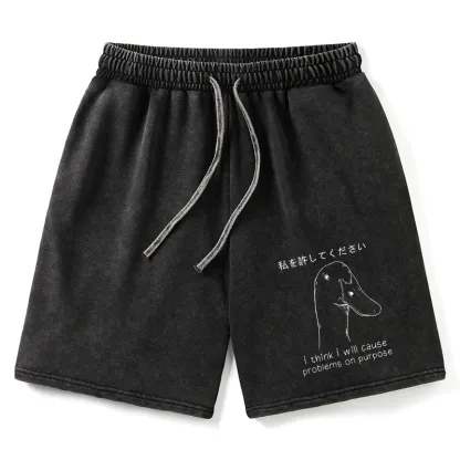 Tokyo-Tiger Stupid Goose Funny Washed Shorts