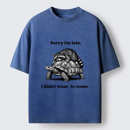 Tokyo-Tiger Lazy Animal Life Funny Graphic Washed T-Shirt