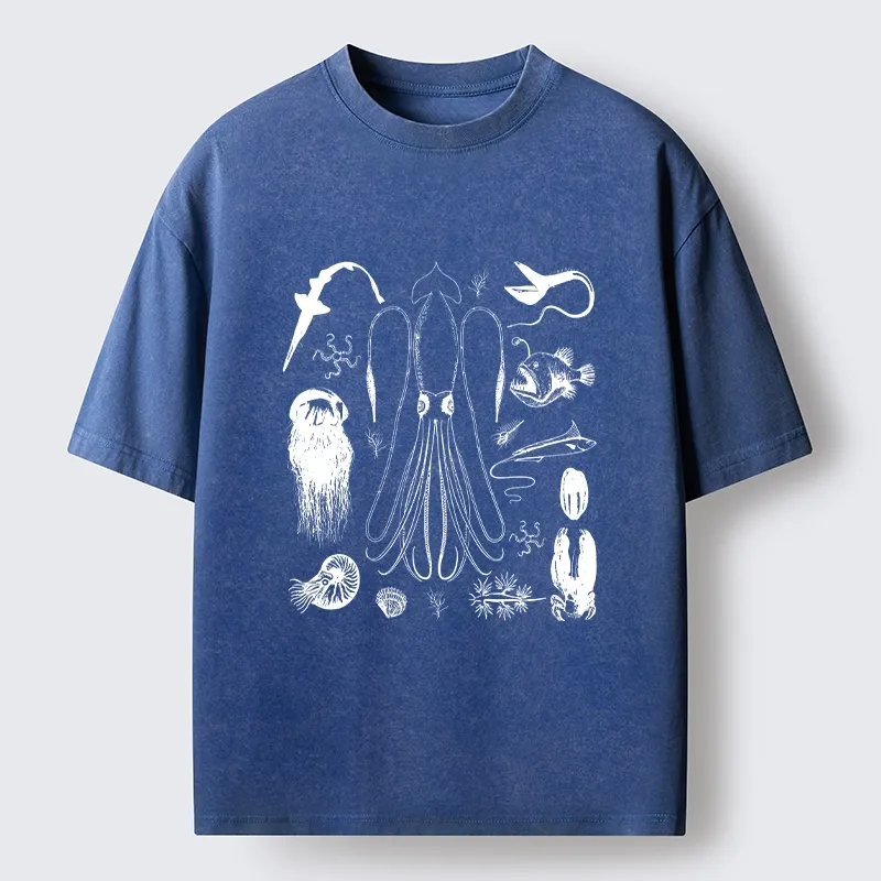 Tokyo-Tiger Vintage Deep Sea Creature Meme Washed T-Shirt