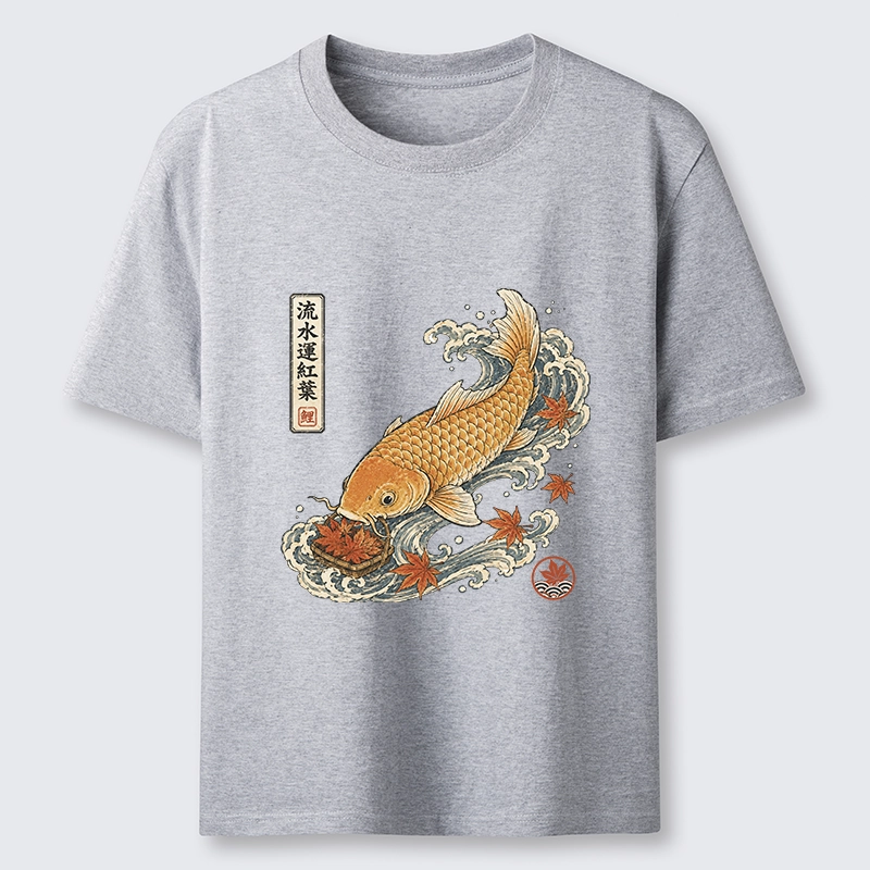 Tokyo-Tiger Golden Koi Carp Maple Leaf Wave Art Classic T-Shirt