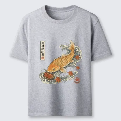 Tokyo-Tiger Golden Koi Carp Maple Leaf Wave Art Classic T-Shirt