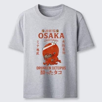 Tokyo-Tiger Vintage Osaka Octopus Sake Drinking Print Classic T-Shirt