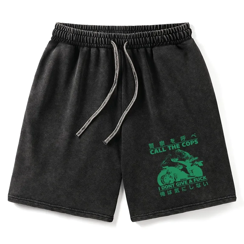 Tokyo-Tiger Funny Frog Riding A Motorcycle Washed Shorts