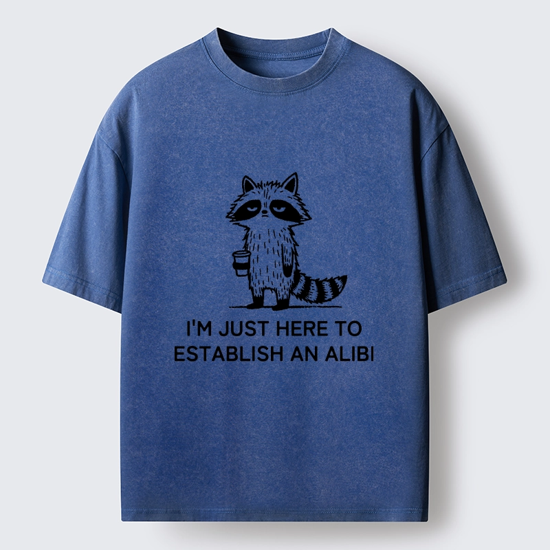 Tokyo-Tiger Minimal Raccoon Coffee Joke Line Art Washed T-Shirt
