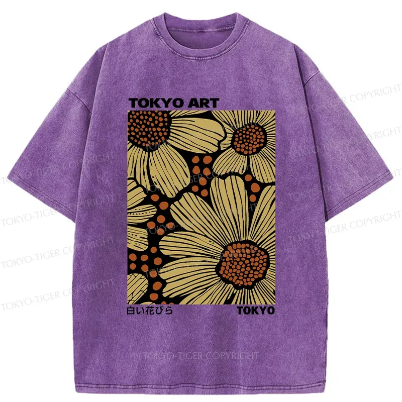 Tokyo-Tiger Tokyo Flower Art Washed T-Shirt