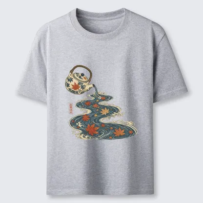 Tokyo-Tiger Maple Tea Pot Flowing River Ukiyo Art Classic T-Shirt