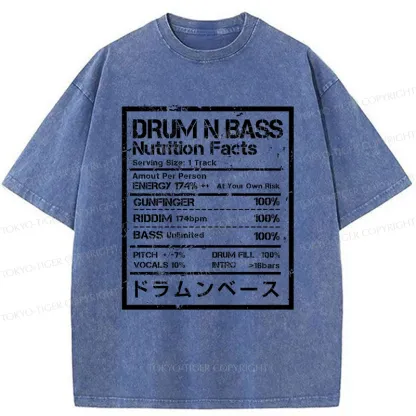 Tokyo-Tiger Drum&Bass Nutrition Facts Washed T-Shirt