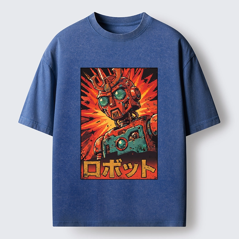 Tokyo-Tiger Retro Japanese Robot Washed T-Shirt