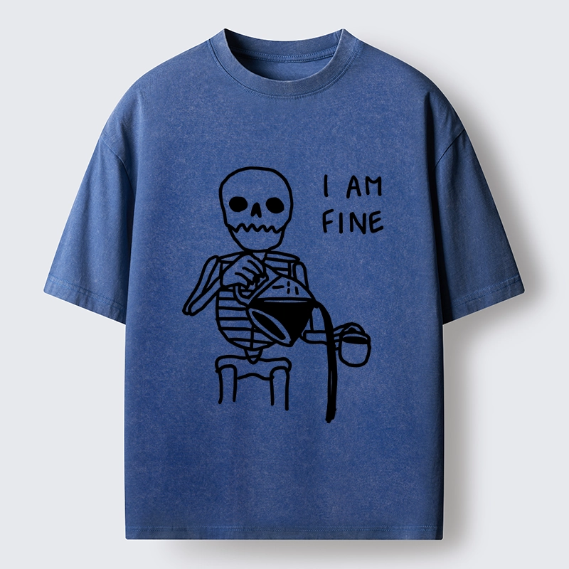 Tokyo-Tiger Skeleton Fake Calm Washed T-Shirt