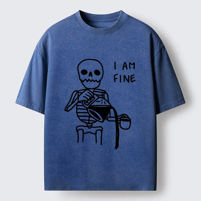 Tokyo-Tiger Skeleton Fake Calm Washed T-Shirt