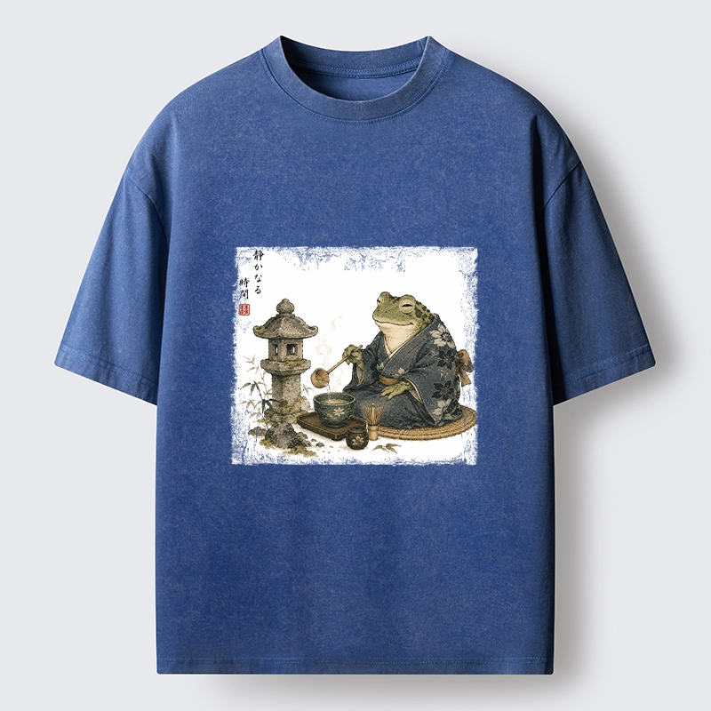 Tokyo-Tiger Calm Kimono Tea Frog Washed T-Shirt