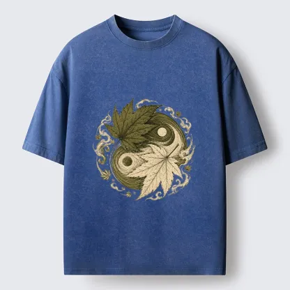 Tokyo-Tiger Maple Yin Yang Art Washed T-Shirt