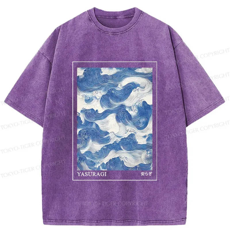 Tokyo-Tiger Japanese Retro Art Wave Washed T-Shirt