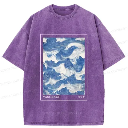Tokyo-Tiger Japanese Retro Art Wave Washed T-Shirt