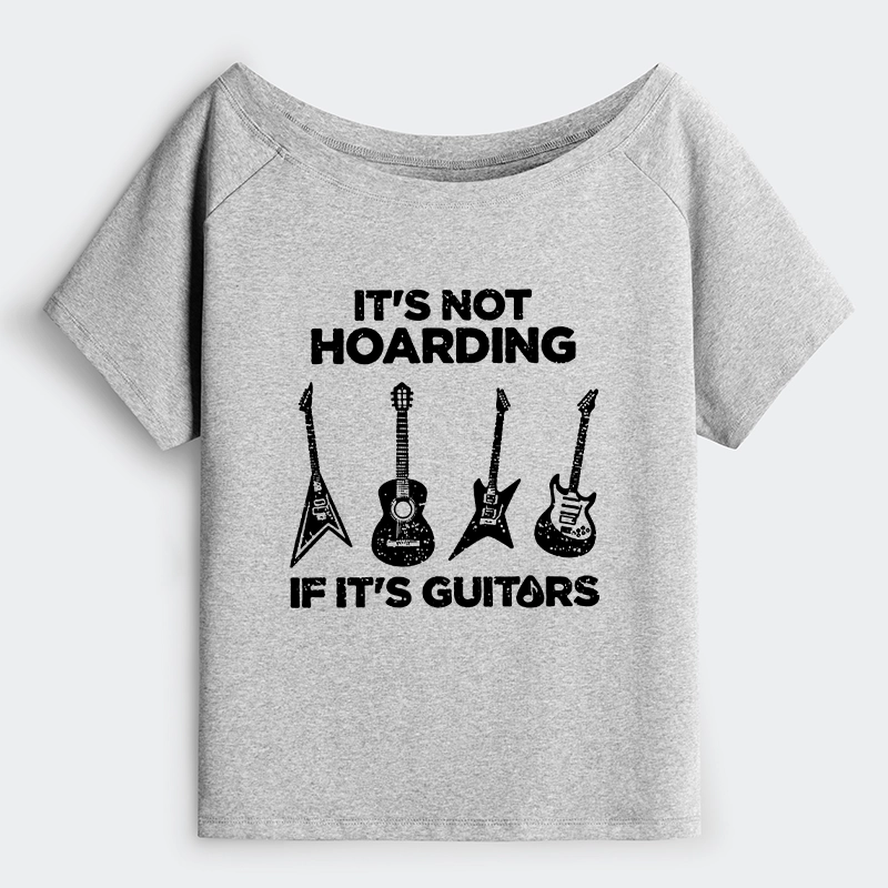Tokyo-Tiger Music Lover Guitar Hoarding Joke Off Shoulder T-Shirt