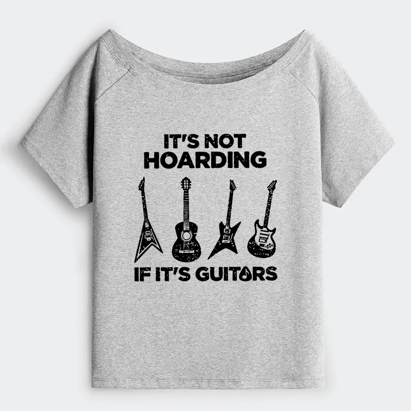 Tokyo-Tiger Music Lover Guitar Hoarding Joke Off Shoulder T-Shirt
