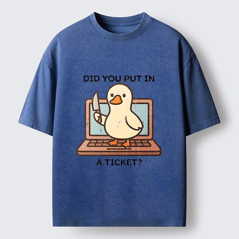 Tokyo-Tiger Ticket Duck Funny Meme Washed T-Shirt