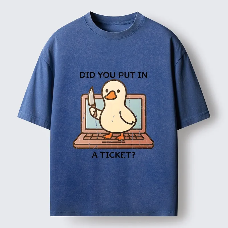 Tokyo-Tiger Ticket Duck Funny Meme Washed T-Shirt