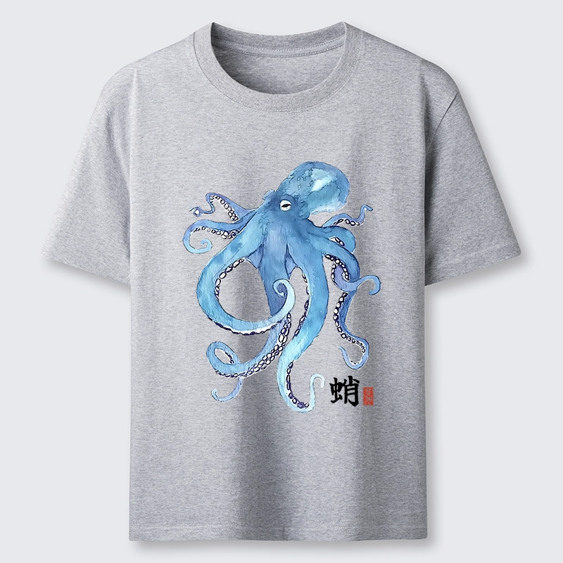 Tokyo-Tiger Watercolor Blue Octopus Classic T-Shirt