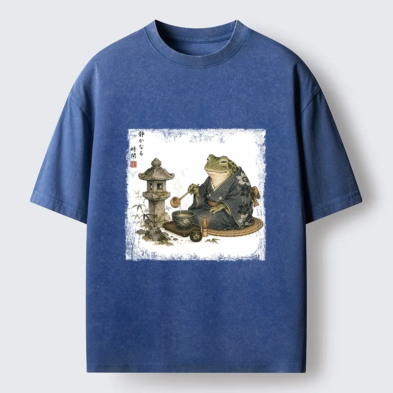 Tokyo-Tiger Calm Tea Frog Washed T-Shirt