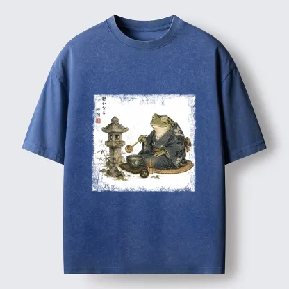 Tokyo-Tiger Calm Tea Frog Washed T-Shirt