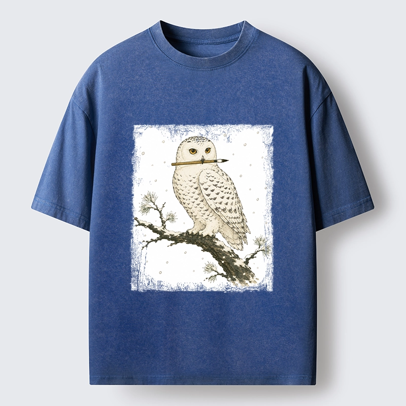 Tokyo-Tiger Snow Owl Painter Washed T-Shirt