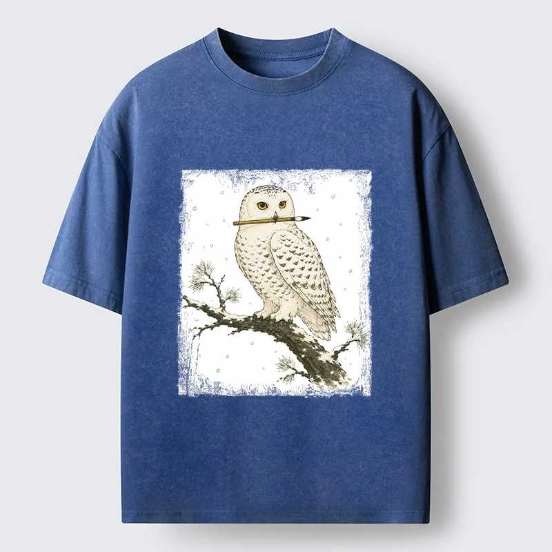 Tokyo-Tiger Snow Owl Painter Washed T-Shirt