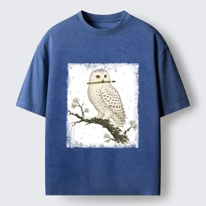 Tokyo-Tiger Snow Owl Painter Washed T-Shirt