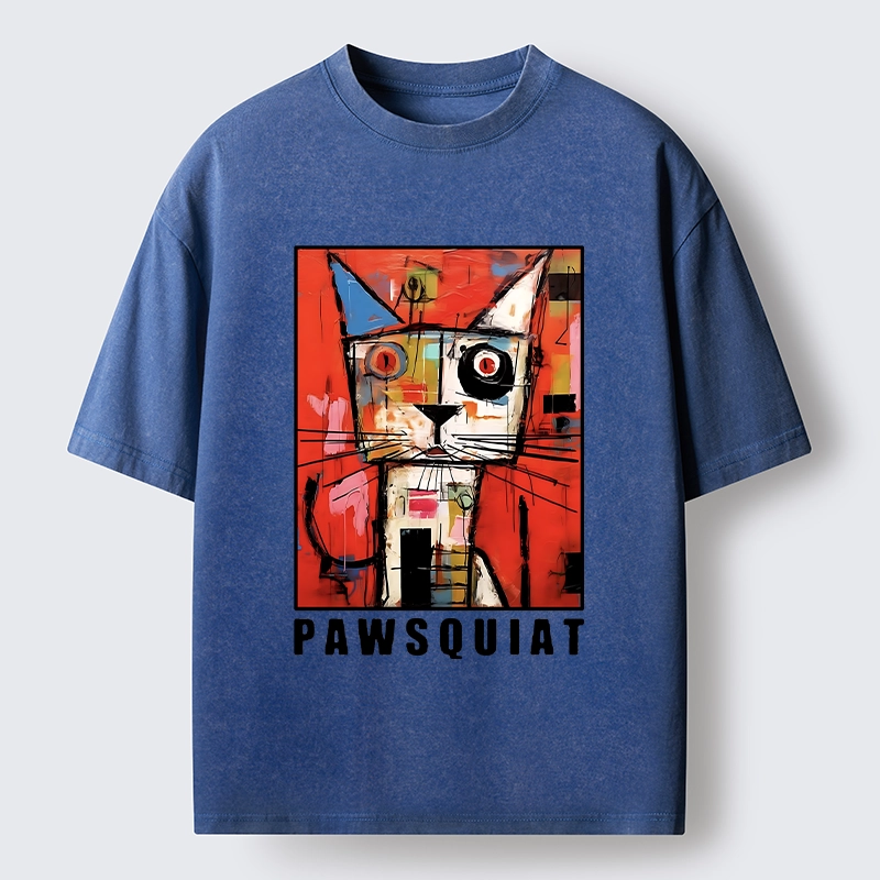 Tokyo-Tiger Abstract Picasso Cat Art Washed T-Shirt