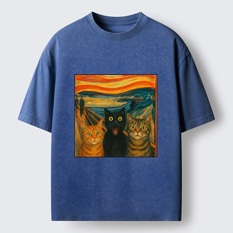 Tokyo-Tiger Funny Meme Scream Cats Washed T-Shirt