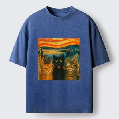 Tokyo-Tiger Funny Meme Scream Cats Washed T-Shirt