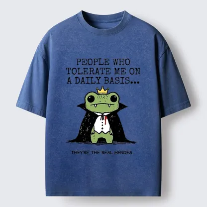 Tokyo-Tiger Funny Meme Vampire Frog Washed T-Shirt