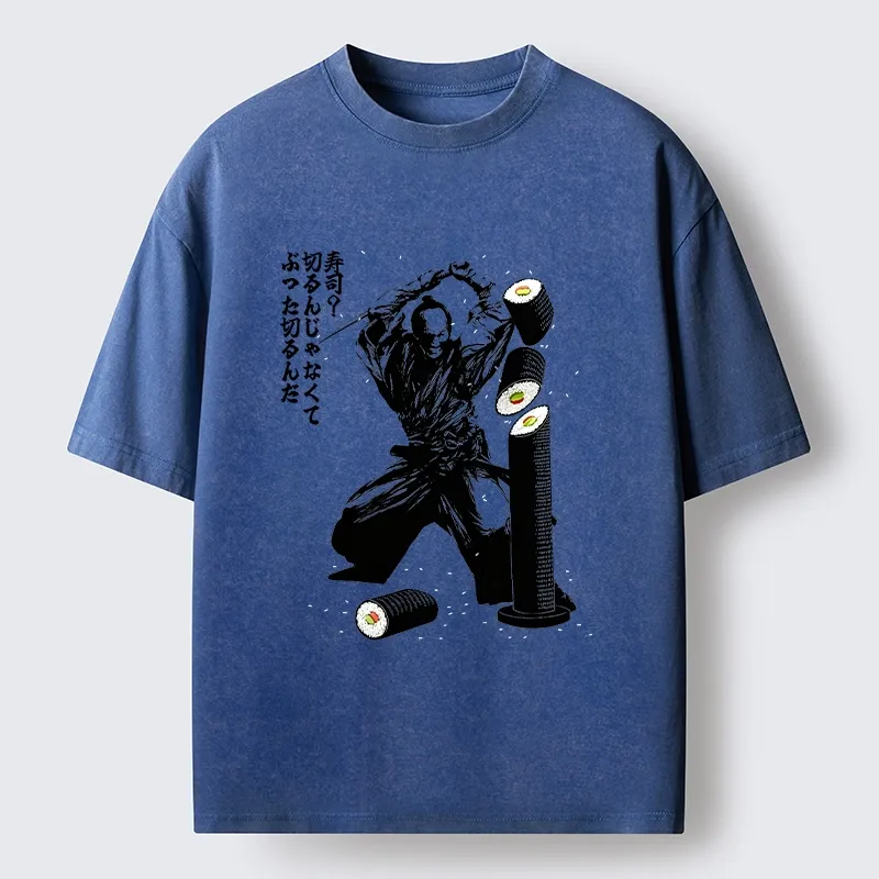 Tokyo-Tiger Samurai Sushi Slice Washed T-Shirt