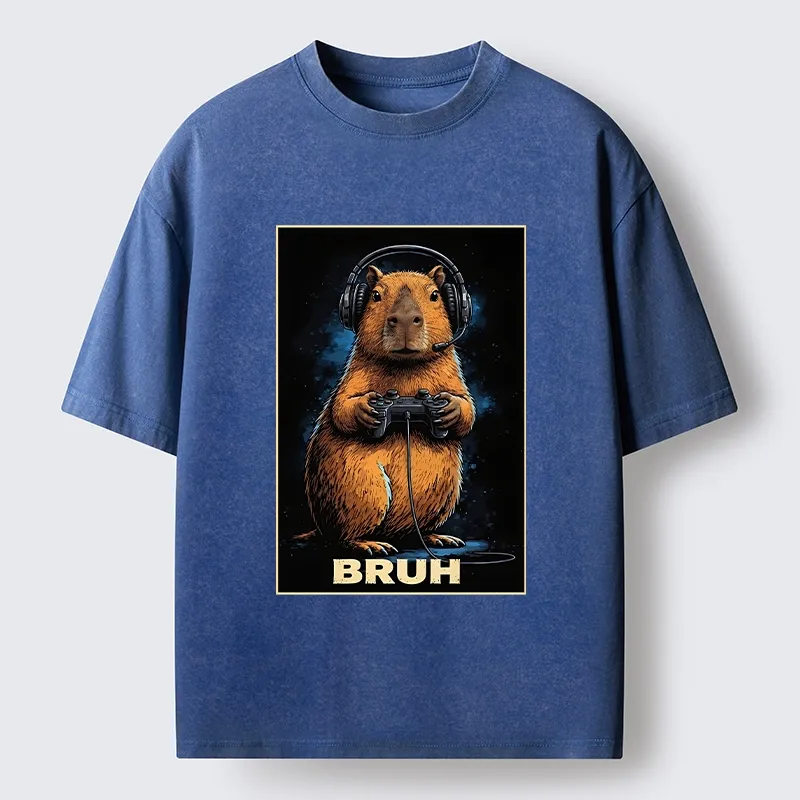 Tokyo-Tiger Gamer Capybara Meme Washed T-Shirt