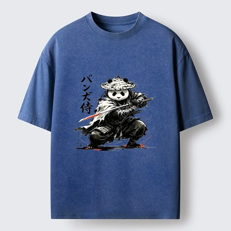 Tokyo-Tiger Panda Samurai Warrior Washed T-Shirt