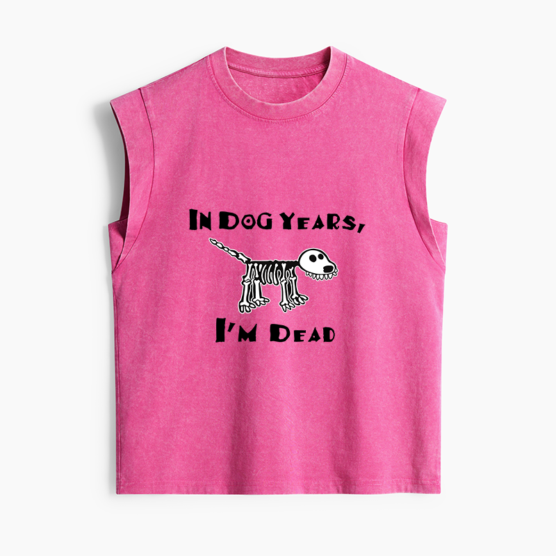 Tokyo-Tiger Funny Meme Old Dog Dead In Dog Years Vibe Women's Washed Tank Tops