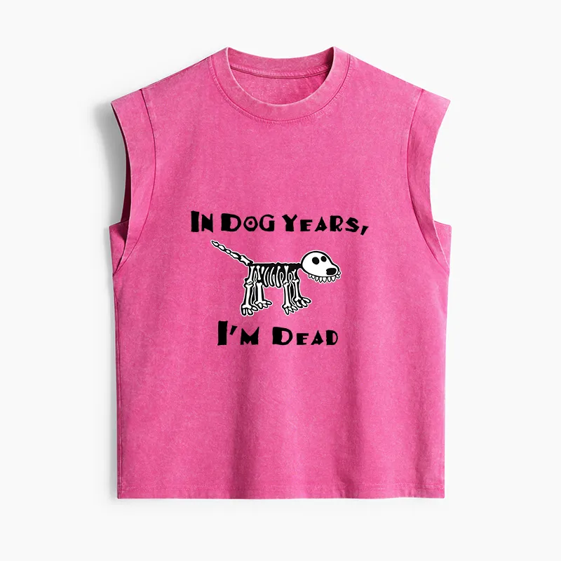 Tokyo-Tiger Funny Meme Old Dog Dead In Dog Years Vibe Women's Washed Tank Tops
