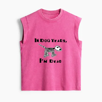Tokyo-Tiger Funny Meme Old Dog Dead In Dog Years Vibe Women's Washed Tank Tops