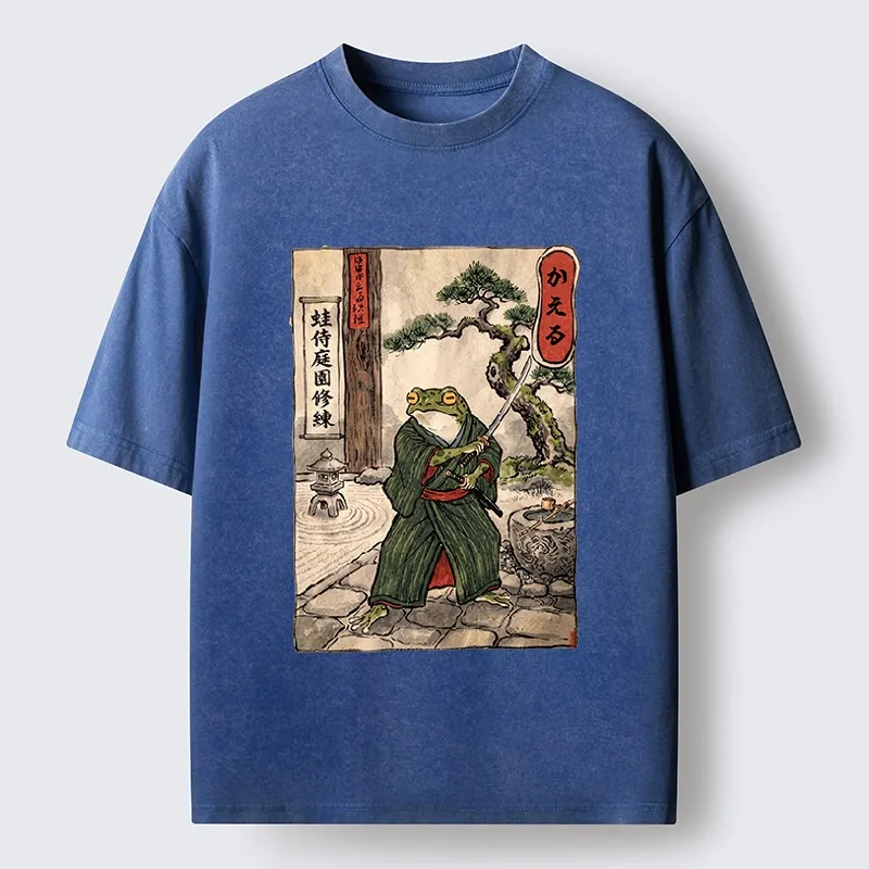 Tokyo-Tiger Samurai Frog Training Washed T-Shirt