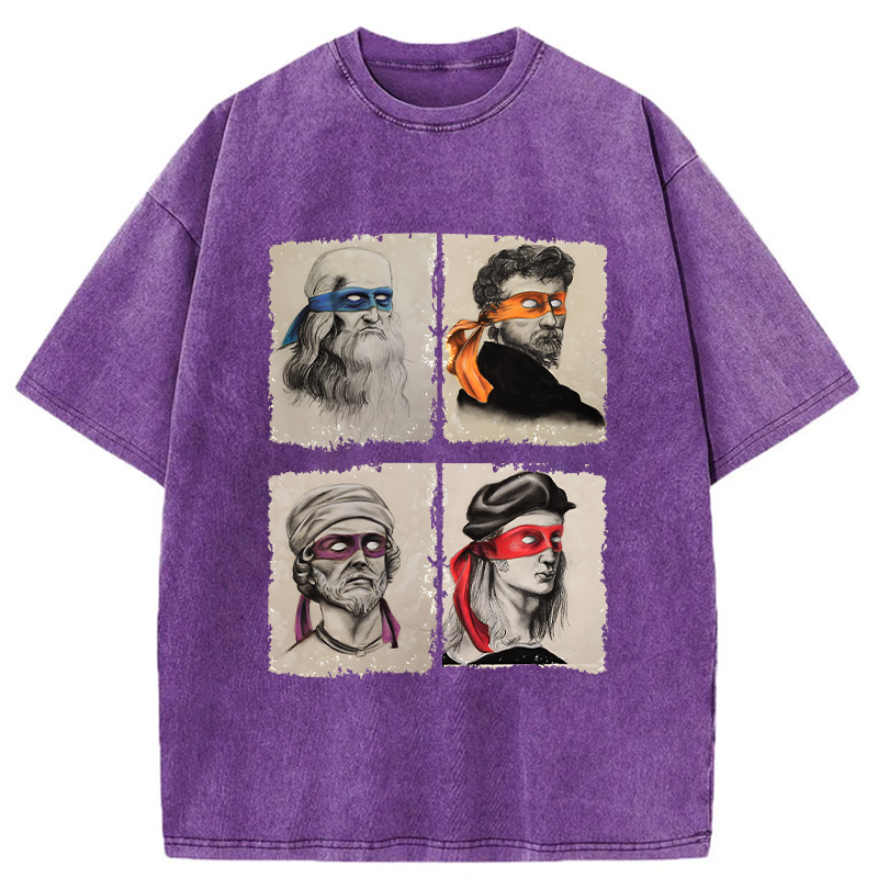 Tokyo-Tiger Funny Ninja Artists Washed T-Shirt
