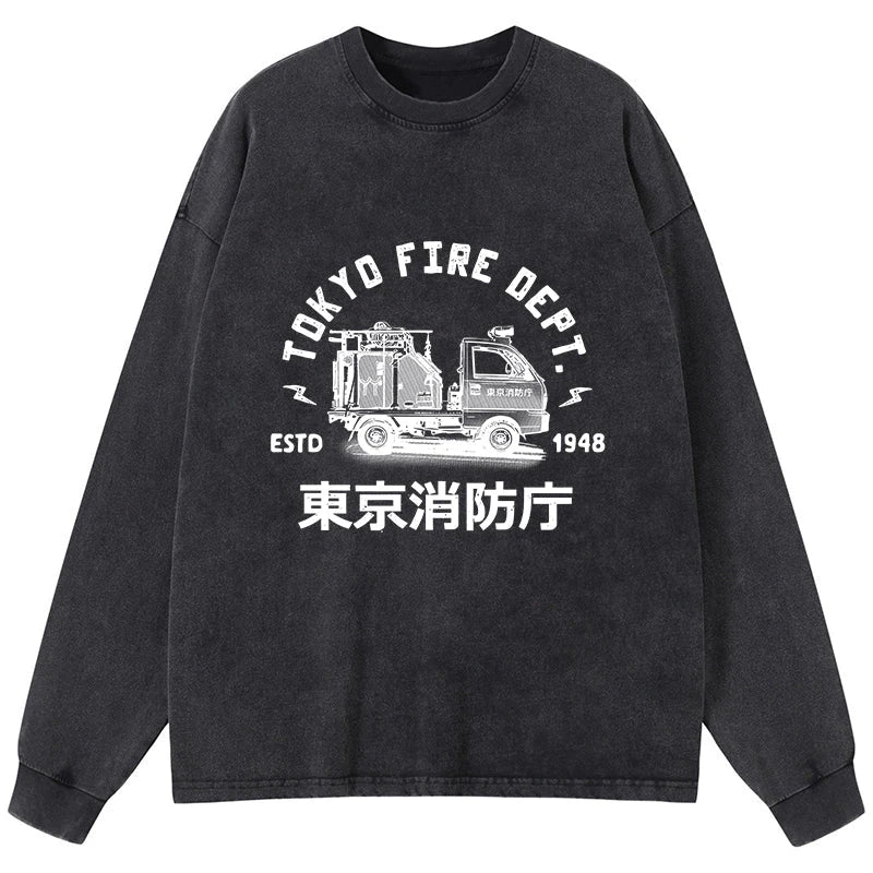Tokyo-Tiger Tokyo Fire Dept Washed Long Sleeve T-Shirt