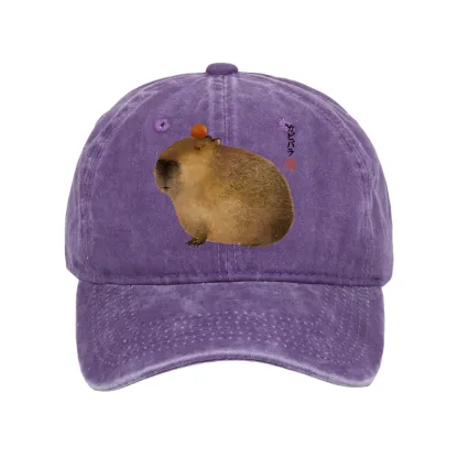 Tokyo-Tiger Calm Capybara Illustration Washed Cap