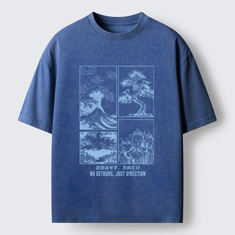Tokyo-Tiger Japanese Wave Four Panel Washed T-Shirt