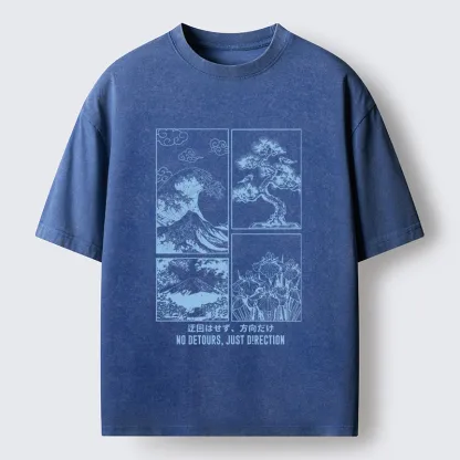 Tokyo-Tiger Japanese Wave Four Panel Washed T-Shirt