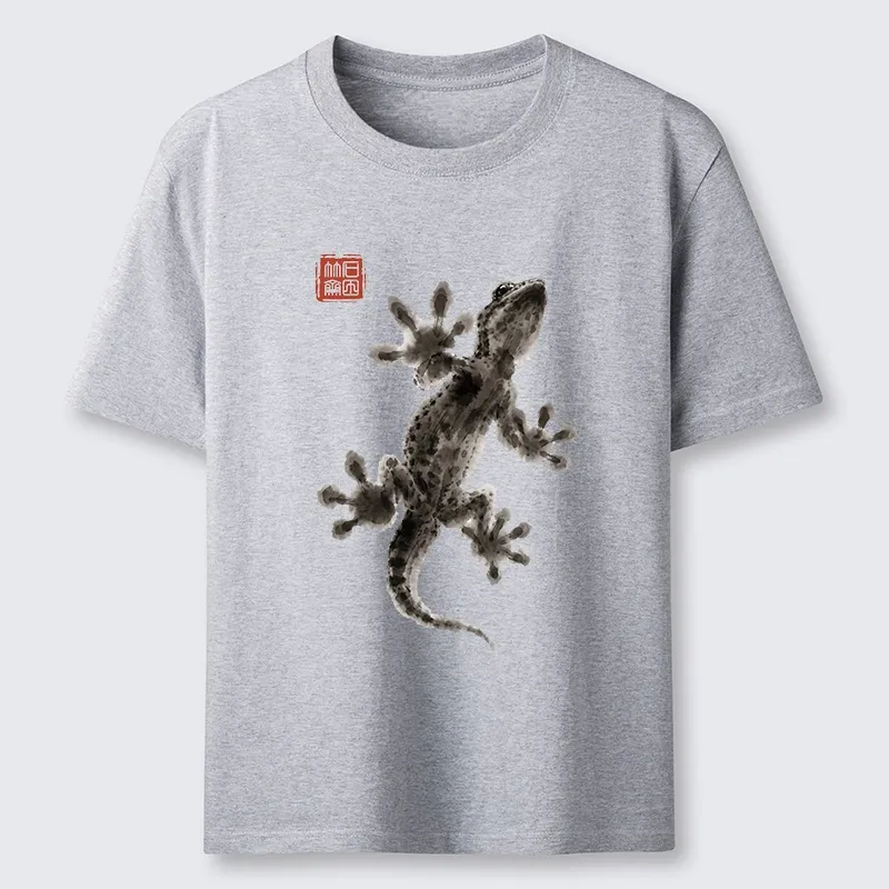 Tokyo-Tiger Minimal Asian Ink Brush Gecko Vibe Classic T-Shirt